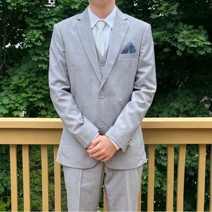 Kids Suit 5-Piece Gray Matching Suit Set size 18, with adjustable waist